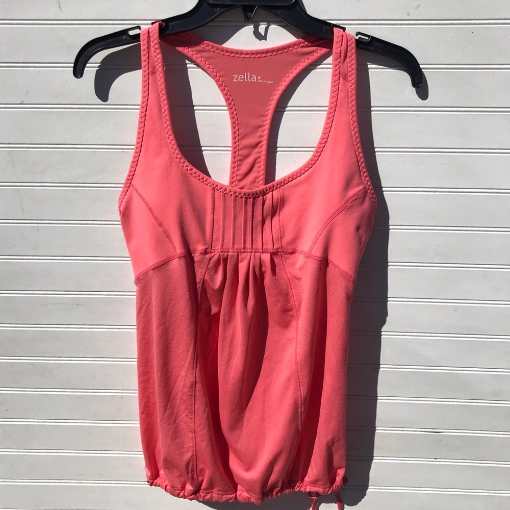 Zella Drawstring Waist Coral Athletic Yoga Tank